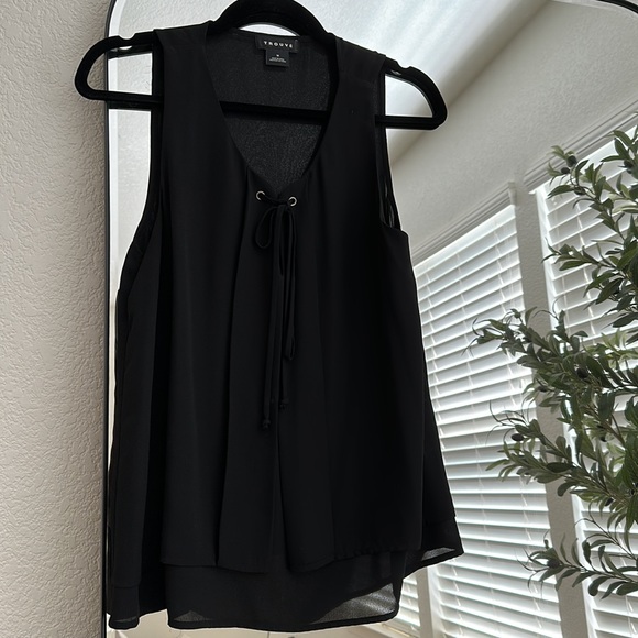 Trouvé Tie Blouse in Black (M) - Picture 3 of 4